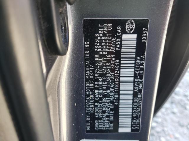 Zdjęcie 10 z aukcji – 2012 TOYOTA CAMRY BASE z VIN 4T1BF1FK4CU124819