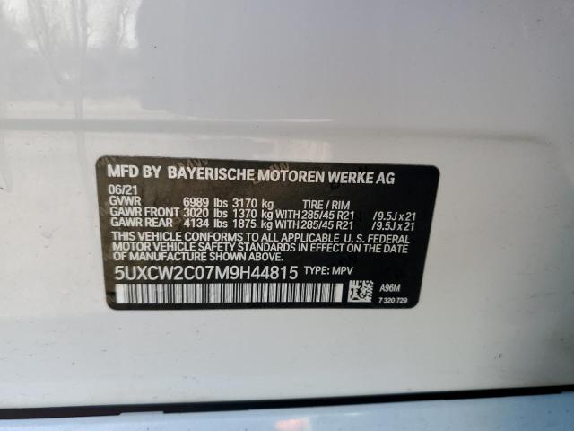 Photo 10 from auction – 2021 BMW X7 XDRIVE4 with VIN 5UXCW2C07M9H44815