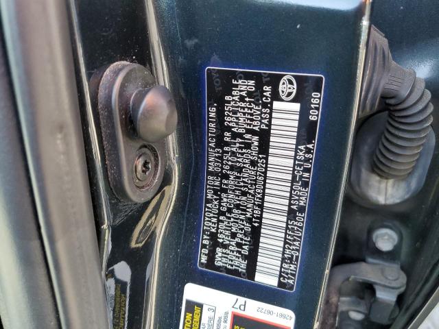 Photo 10 from auction – 2013 TOYOTA CAMRY L with VIN 4T1BF1FK8DU670251