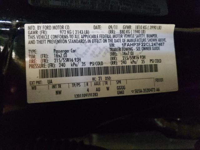 Photo 10 from auction – 2012 FORD FOCUS SE with VIN 1FAHP3F22CL247487