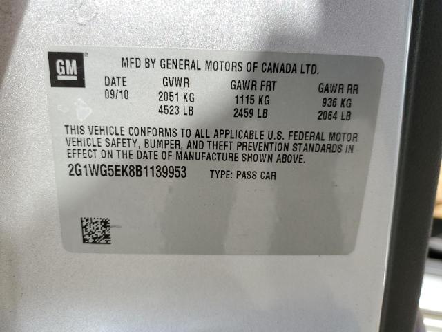 Photo 10 from auction – 2011 CHEVROLET IMPALA LT with VIN 2G1WG5EK8B1139953