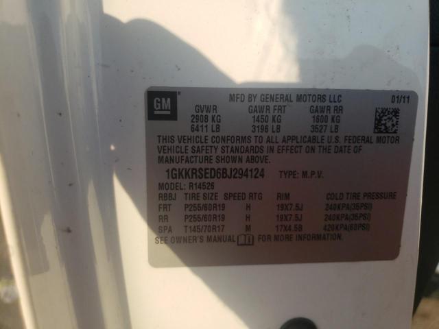 Photo 10 from auction – 2011 GMC ACADIA SLT with VIN 1GKKRSED6BJ294124
