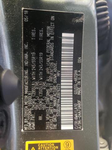 Photo 10 from auction – 2018 TOYOTA HIGHLANDER with VIN 5TDDZRFH4JS876223
