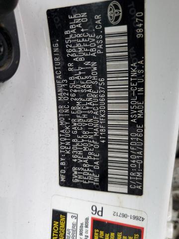 Photo 10 from auction – 2013 TOYOTA CAMRY L with VIN 4T1BF1FK3DU663756