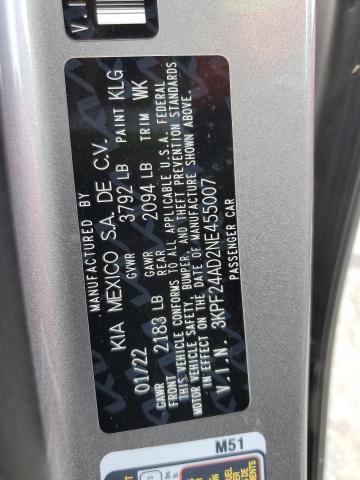 Photo 10 from auction – 2022 KIA FORTE FE with VIN 3KPF24AD2NE455007