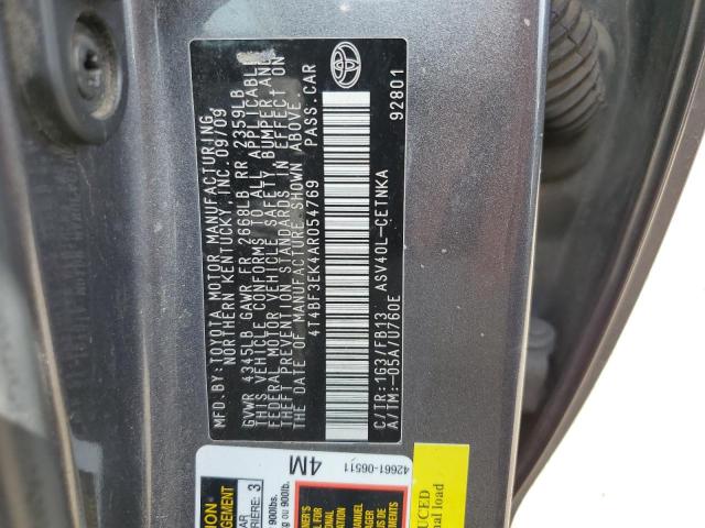 Photo 10 from auction – 2010 TOYOTA CAMRY BASE with VIN 4T4BF3EK4AR054769