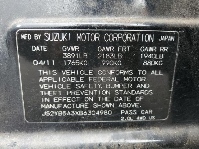 Photo 10 from auction – 2011 SUZUKI SX4 with VIN JS2YB5A3XB6304980