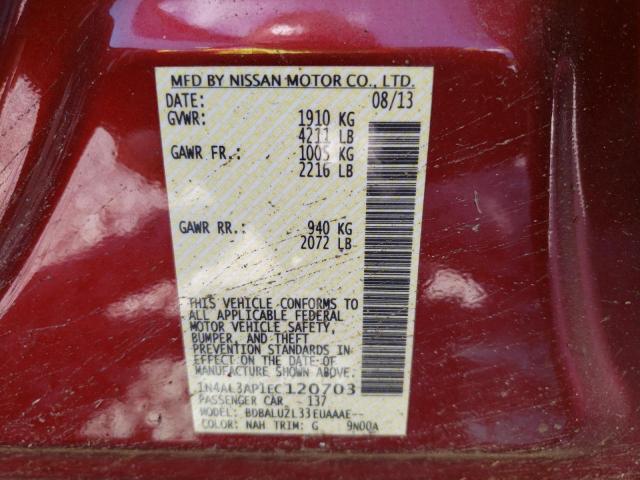 Photo 10 from auction – 2014 NISSAN ALTIMA 2.5 with VIN 1N4AL3AP1EC120703