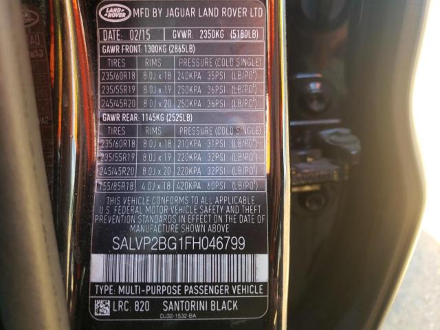 Photo 10 from auction – 2015 LAND ROVER RANGE ROVE with VIN SALVP2BG1FH046799