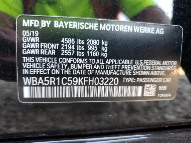 Photo 10 from auction – 2019 BMW 330I with VIN WBA5R1C59KFH03220