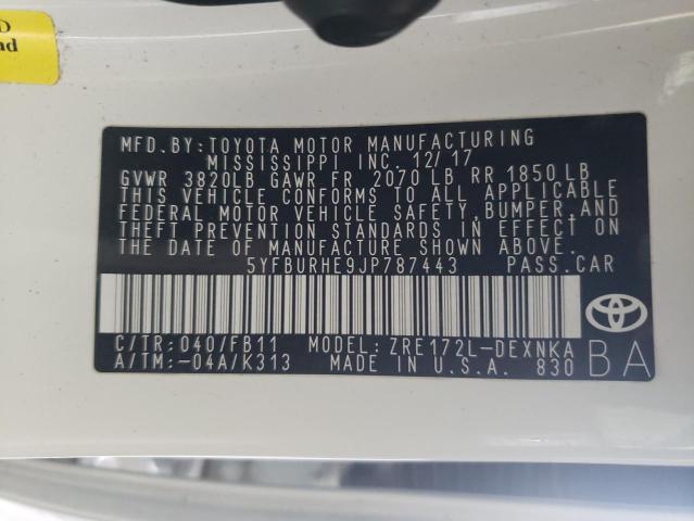 Photo 10 from auction – 2018 TOYOTA COROLLA L with VIN 5YFBURHE9JP787443