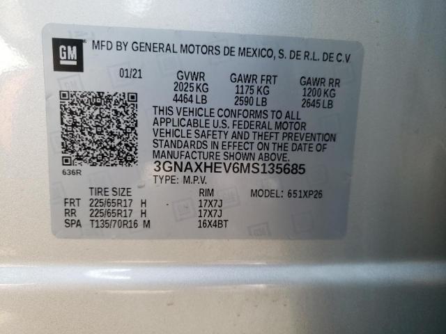 Photo 10 from auction – 2021 CHEVROLET EQUINOX LS with VIN 3GNAXHEV6MS135685