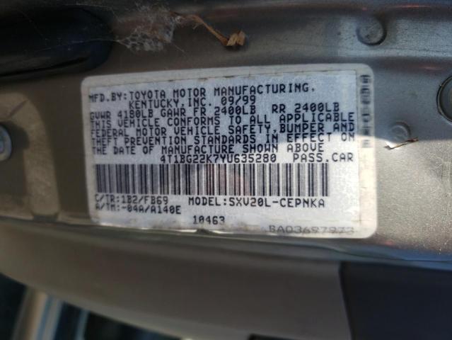 Photo 10 from auction – 2000 TOYOTA CAMRY CE with VIN 4T1BG22K7YU635280