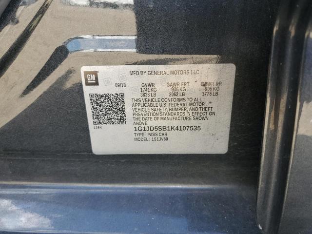 Photo 10 from auction – 2019 CHEVROLET SONIC LT with VIN 1G1JD5SB1K4107535