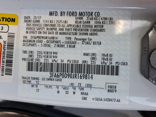Photo 10 from auction – 2018 FORD FUSION TIT with VIN 3FA6P0D90JR169814
