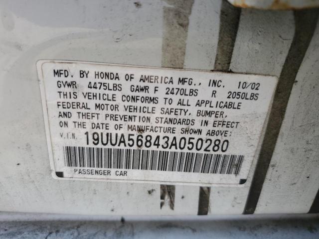 Photo 10 from auction – 2003 ACURA 3.2TL TYPE with VIN 19UUA56843A050280