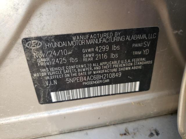 Photo 10 from auction – 2011 HYUNDAI SONATA GLS with VIN 5NPEB4AC6BH210849