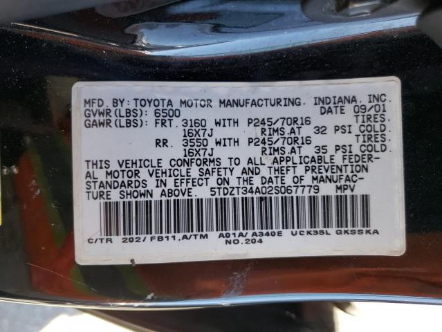 Photo 10 from auction – 2002 TOYOTA SEQUOIA SR with VIN 5TDZT34A02S067779