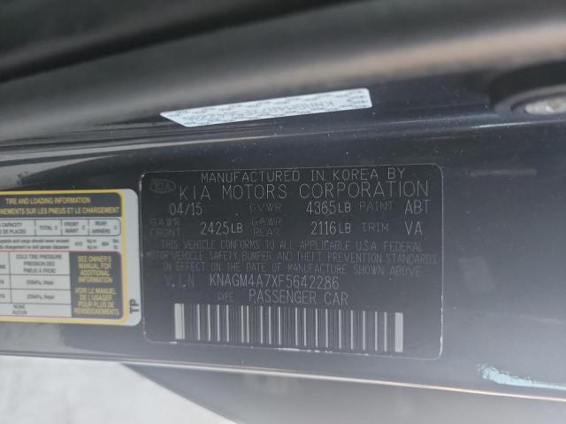 Photo 10 from auction – 2015 KIA OPTIMA LX with VIN KNAGM4A7XF5642286