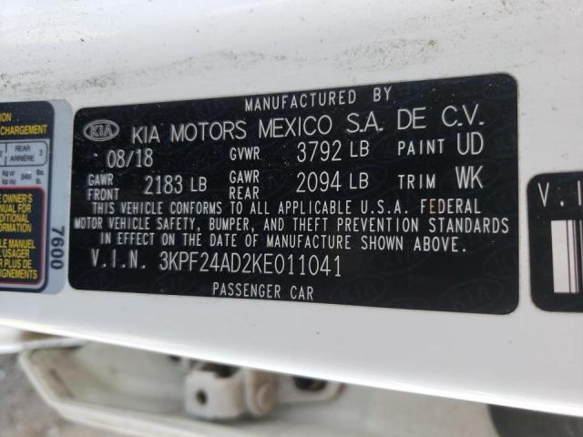 Photo 10 from auction – 2019 KIA FORTE FE with VIN 3KPF24AD2KE011041
