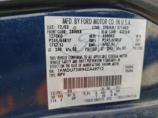 Photo 10 from auction – 2004 FORD EXPLORER X with VIN 1FMDU73W94ZA49712