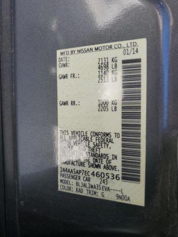 Photo 10 from auction – 2014 NISSAN MAXIMA S with VIN 1N4AA5AP7EC460536