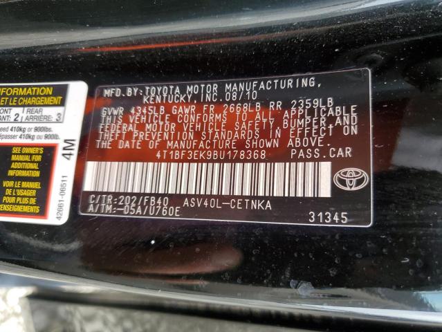 Photo 10 from auction – 2011 TOYOTA CAMRY BASE with VIN 4T1BF3EK9BU178368