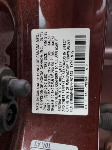 Photo 10 from auction – 2015 HONDA CR-V LX with VIN 2HKRM4H36FH701543