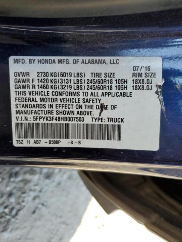 Photo 10 from auction – 2017 HONDA RIDGELINE with VIN 5FPYK3F48HB007503