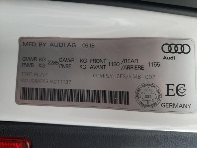 Photo 10 from auction – 2018 AUDI S4 PRESTIG with VIN WAUC4AF43JA211137