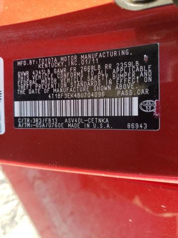 Foto 10 de la subasta – 2011 TOYOTA CAMRY BASE con VIN 4T1BF3EK4BU704096