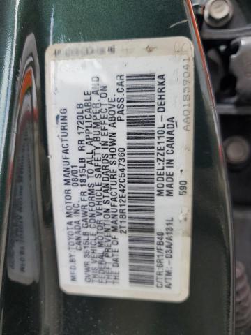 Photo 10 from auction – 2002 TOYOTA COROLLA CE with VIN 2T1BR12E42C547360