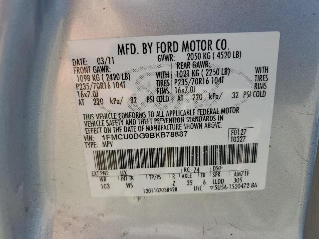 Photo 10 from auction – 2011 FORD ESCAPE XLT with VIN 1FMCU0DG9BKB78887
