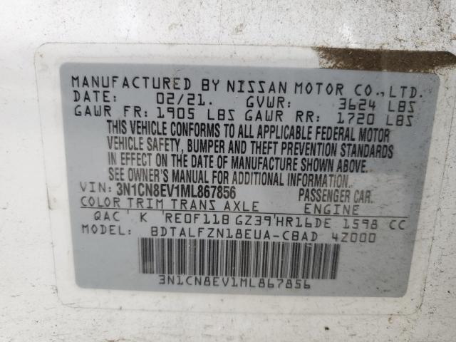 Photo 10 from auction – 2021 NISSAN VERSA SV with VIN 3N1CN8EV1ML867856