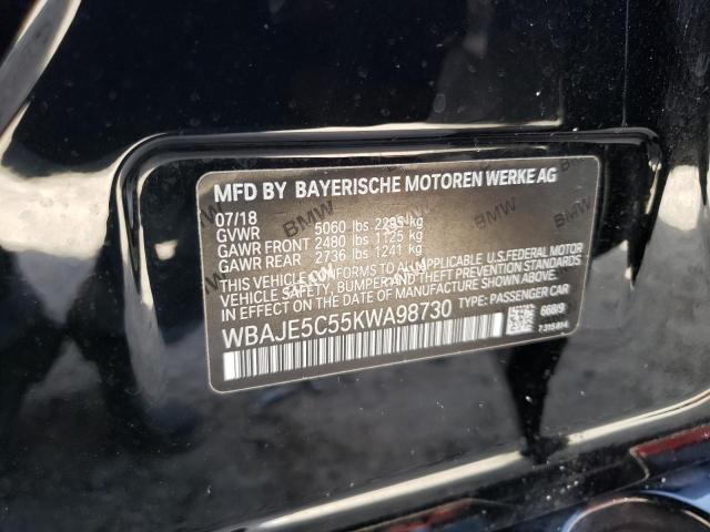 Photo 10 from auction – 2019 BMW 540 I with VIN WBAJE5C55KWA98730