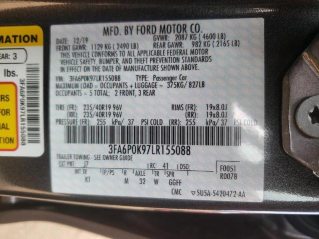 Photo 10 from auction – 2020 FORD FUSION TIT with VIN 3FA6P0K97LR155088