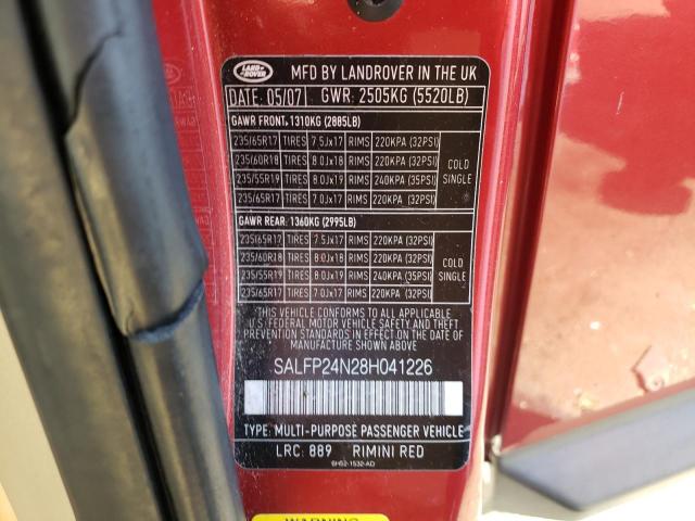 Photo 10 from auction – 2008 LAND ROVER LR2 SE with VIN SALFP24N28H041226