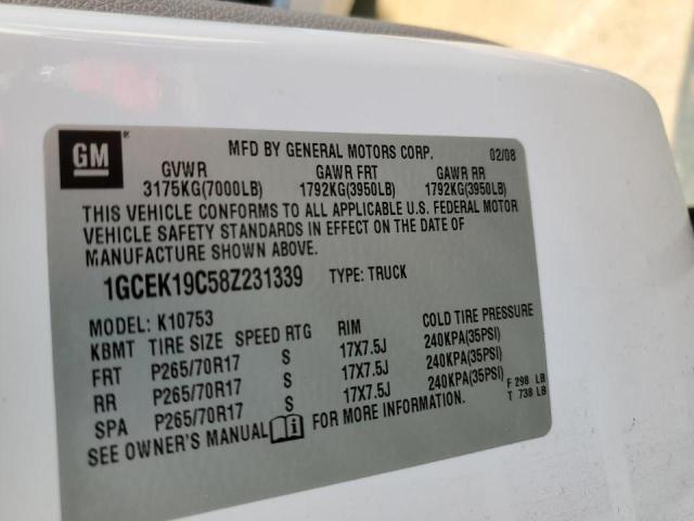 Photo 10 from auction – 2008 CHEVROLET SILVERADO with VIN 1GCEK19C58Z231339