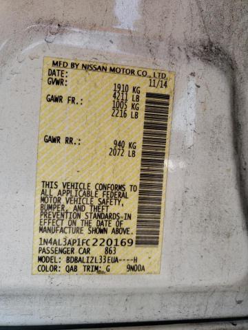 Photo 10 from auction – 2015 NISSAN ALTIMA 2.5 with VIN 1N4AL3AP1FC220169