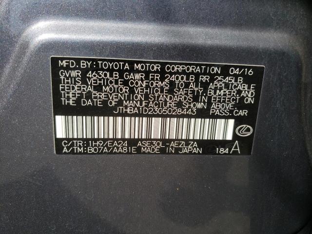 Photo 10 from auction – 2016 LEXUS IS 200T with VIN JTHBA1D23G5028443