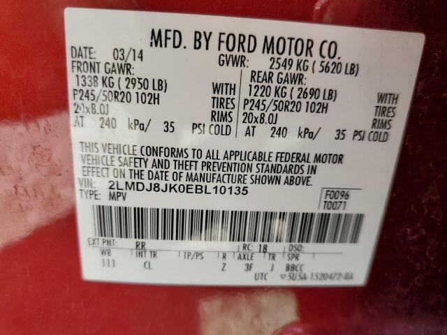 Photo 10 from auction – 2014 LINCOLN MKX with VIN 2LMDJ8JK0EBL10135