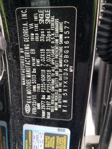 Photo 10 from auction – 2011 KIA SORENTO EX with VIN 5XYKUDA20BG161577