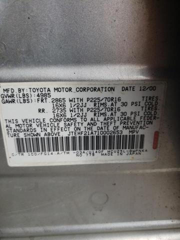 Photo 10 from auction – 2001 TOYOTA HIGHLANDER with VIN JTEHF21A710002653