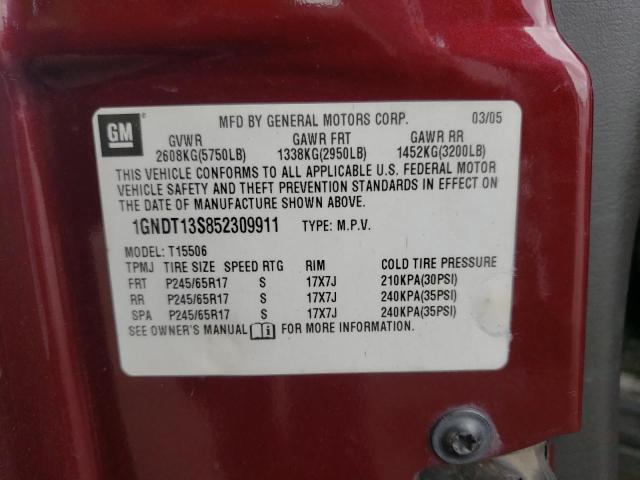 Photo 10 from auction – 2005 CHEVROLET TRAILBLAZE with VIN 1GNDT13S852309911