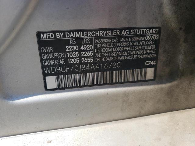 Photo 10 from auction – 2004 MERCEDES-BENZ E500 with VIN WDBUF70J84A416720