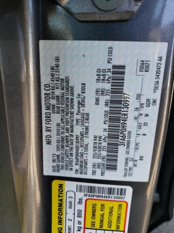 Photo 10 from auction – 2014 FORD FUSION SE with VIN 3FA6P0H94ER130997