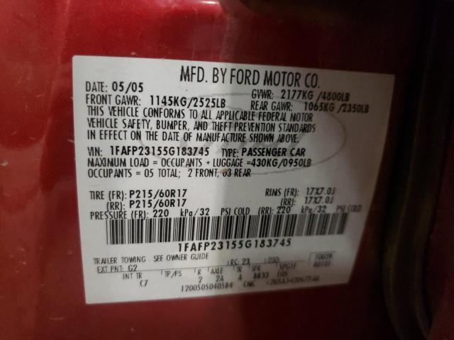 Photo 10 from auction – 2005 FORD FIVE HUNDR with VIN 1FAFP23155G183745