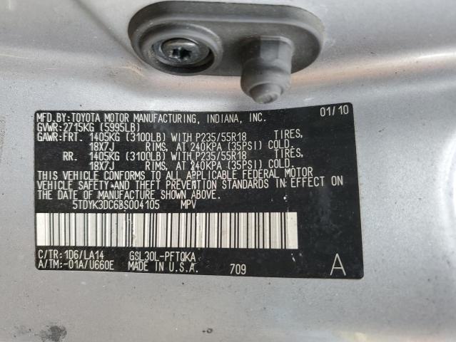 Photo 10 from auction – 2011 TOYOTA SIENNA XLE with VIN 5TDYK3DC6BS004105