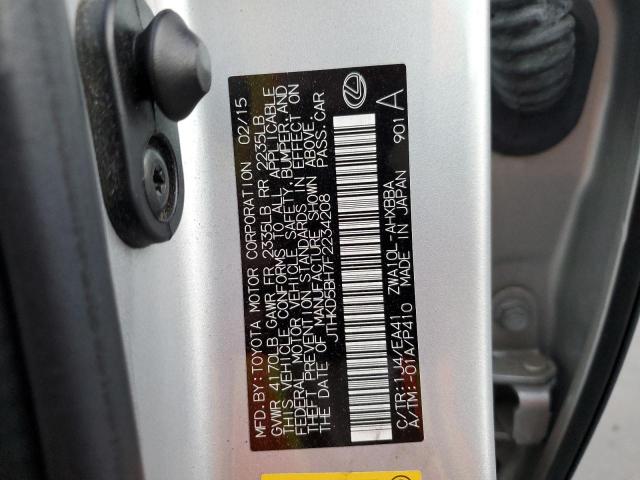 Photo 10 from auction – 2015 LEXUS CT 200 with VIN JTHKD5BH7F2234208
