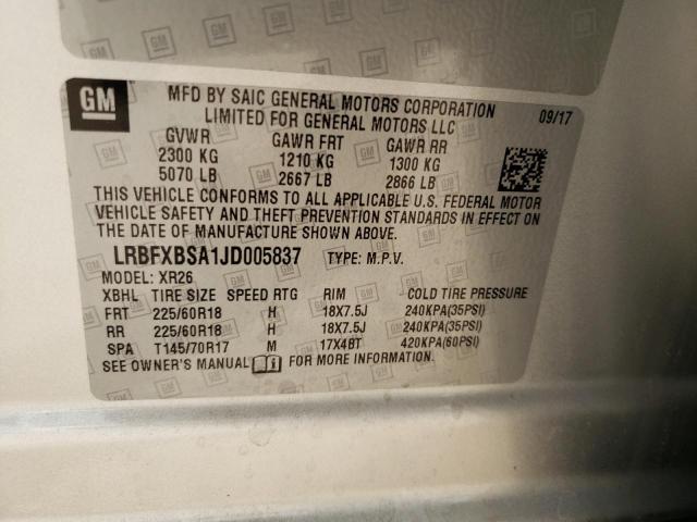 Photo 10 from auction – 2018 BUICK ENVISION P with VIN LRBFXBSA1JD005837